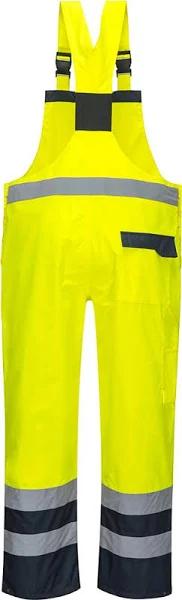 Portwest Unisex Contrast Hi Vis Bib And Brace Coveralls - Unlined (S488) / Workwear (Yellow/ Navy) (M)