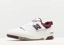 New Balance White & Burgundy 550 Sneakers