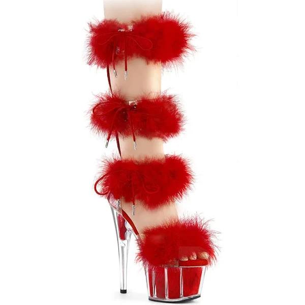 Pleaser ADORE-728F Clear Red Fur Size 5