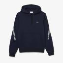 Lacoste Men's Classic Fit Printed Bands Hooded Sweatshirt Blue Size M