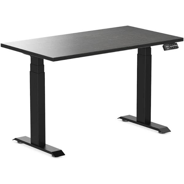 Desky Dual Mini Bamboo Sit Stand Desk | Dark Bamboo / 1100x600mm / Matte Black