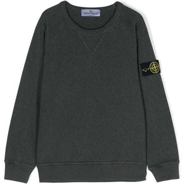 Stone Island Junior Compass-badge Cotton Sweatshirt - Grey