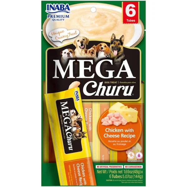 Inaba Mega Churu Chicken w/ Cheese Recipe Dog Treat Food Topper 6 x 144g