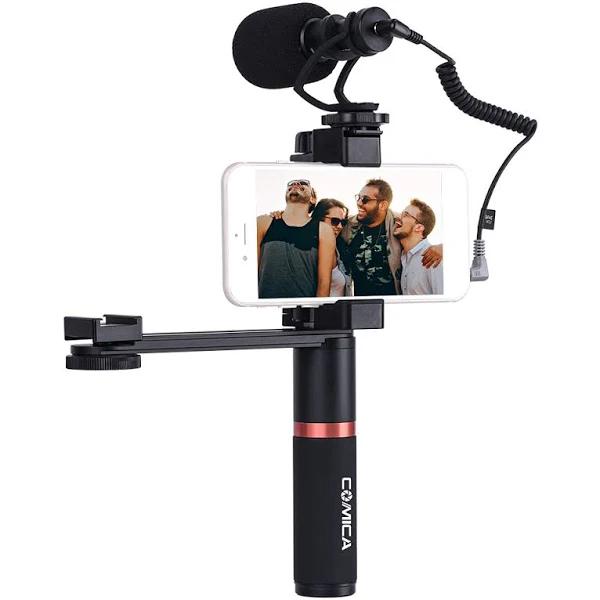 Comica CVM-VM10-K4 Microphone With Clamp Handle and Connecting Rod Camera Mount