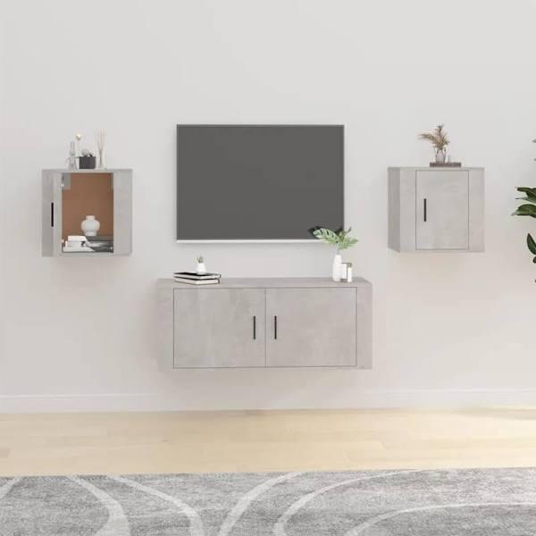 Wall Mounted TV Cabinets 2 Pcs Concrete Grey 40x34.5x40 cm