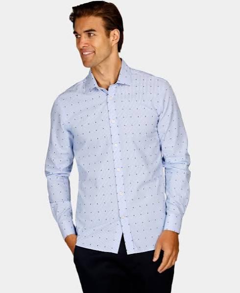 Contrast Dot Slim Fit Dress Shirt 46