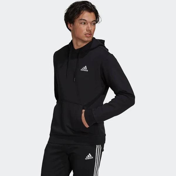 adidas-Essentials Fleece Hoodie-Men-Black / White-3XL