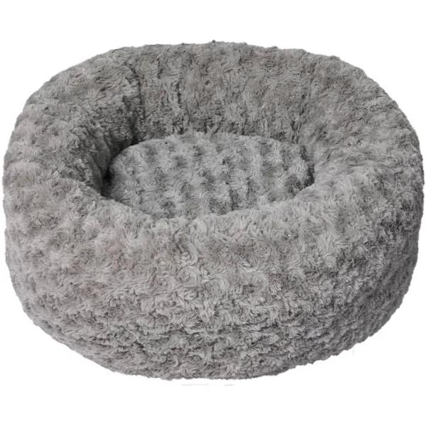 PaWz Calming Dog Bed Warm Soft Plush Sofa Pet Cat Cave Washable Portable Grey S