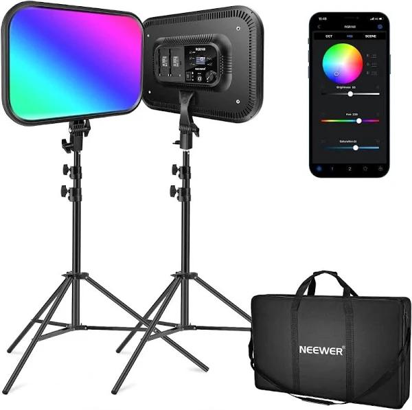 Neewer 18.3 Inch Rgb Led Video Light Panel With App Control Stand Kit