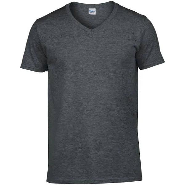 Gildan Mens Soft Style V-Neck Short Sleeve T-Shirt Dark Heather XL