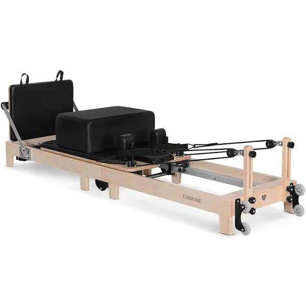 Lifespan Fitness Contour Folding Wooden Pilates Reformer Machine, Black