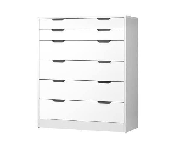 Oikiture 6 Chest of Drawers Tallboy White