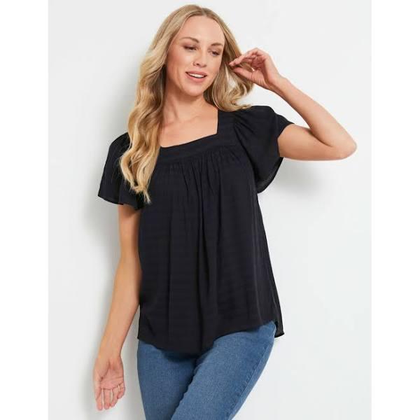 Rivers - Womens - Short Sleeve Dobby Square Neck Top