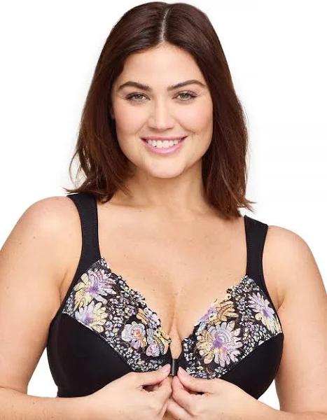 Glamorise Wonderwire Front-Closure Bra - Floral Print - 28DD