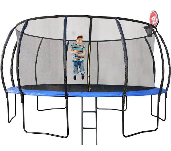 Trampoline w/ Ladder Shoe Bag & Basketball Hoop - 14FT/427cm