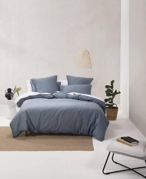 Linen House Nara Quilt Cover Set (Bluestone) - Queen