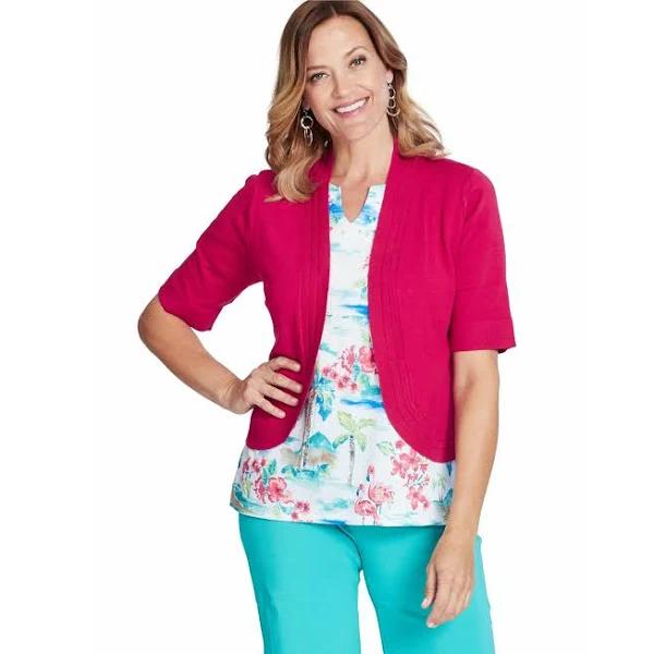 Millers Elbow Sleeve Crop Cardigan - Womens - Fuschia