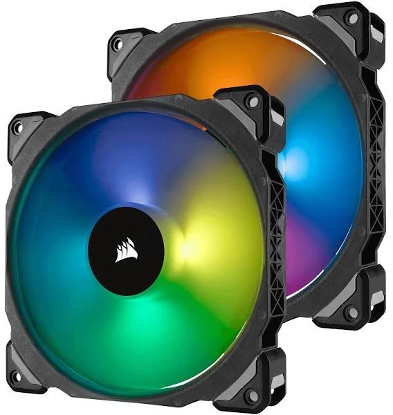 Corsair ML140 Pro RGB LED 140mm PWM Premium Magnetic Levitation Fan - 2 Pack with Lighting Node Pro