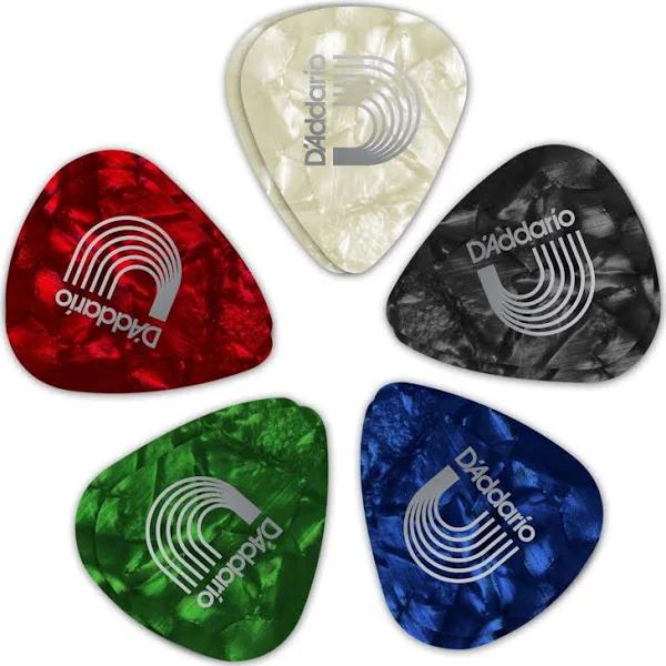 D'Addario Assorted Pearl Celluloid Guitar Picks, 10 Pack, Medium