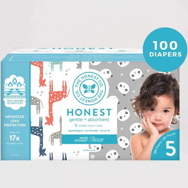 The Honest Company Clean Conscious Diapers, So Delish + All The Letters, Size 5, 100 Count Super Club Box