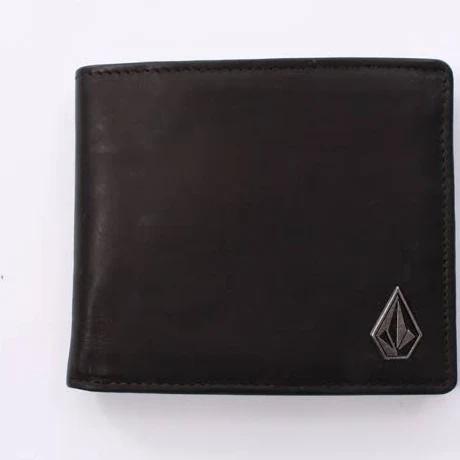 Volcom Single Stone Smooth Leather Wallet - Black