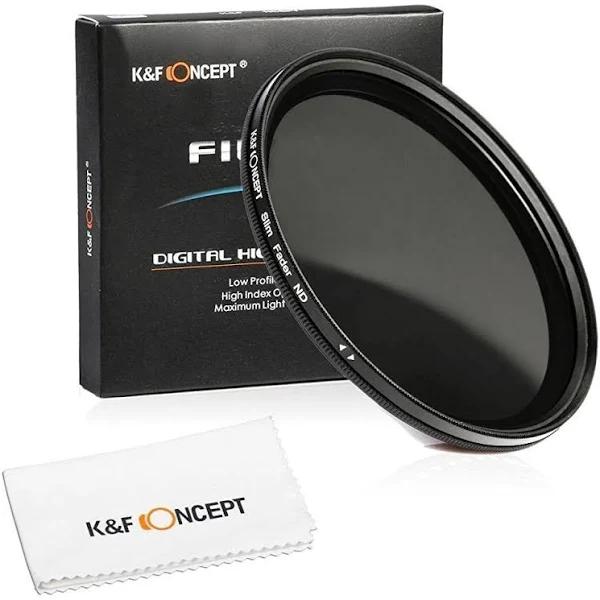 K&F Concept 46mm Slim HD Multi-Coated Variable Polarizing ND Neutral Density Adjustable ND2 ND4 ND8 To ND400 Lens Filter + Lens Cleaning Cloth For