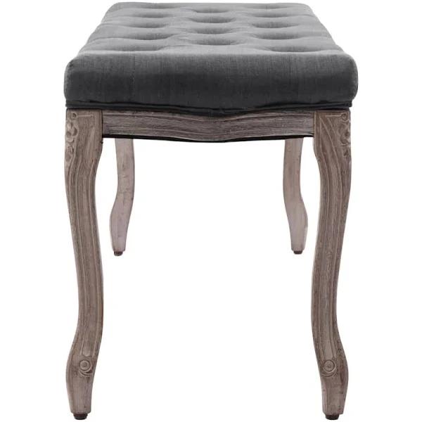 vidaXL - Bench Linen Solid Wood - Grey - 110x38x48 cm