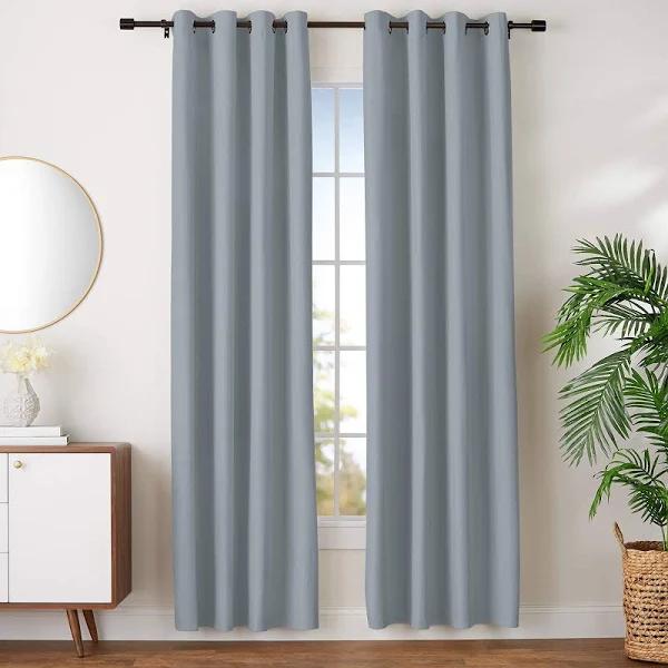 Amazon Basics Room Darkening Blackout Window Curtains with Grommets - 1.32m x 2.44M, Dark Gray, 2 Panels