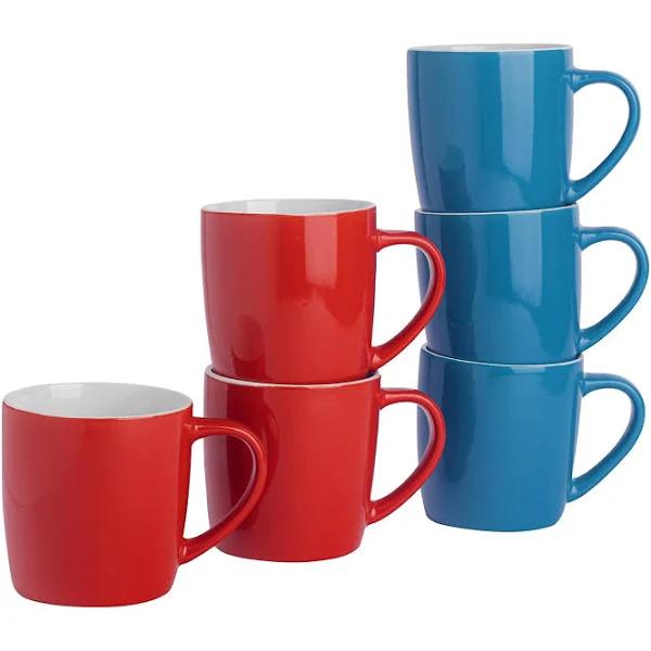 Red & Blue Contemporary Coffee Mugs Set - 350ml - 2 Colours - Pack of 6 - by Argon Tableware