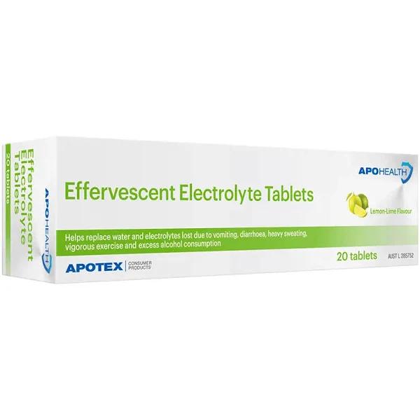 Apohealth Effervescent Electrolyte Tablets Lemon Lime 20 Tablets