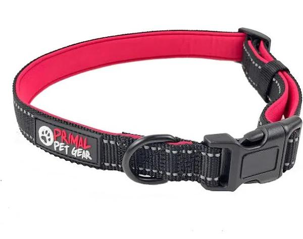 Primal Pet Gear Tough Dog and Puppy Collars - Black-Red - Small - AfterPay & zipPay Available