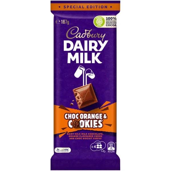 Cadbury Dairy Milk Orange & Cookies Chocolate Block 167g