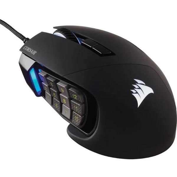 Corsair Scimitar RGB ELITE, MOBA/MMO Gaming Mouse, Black, Backlit RGB