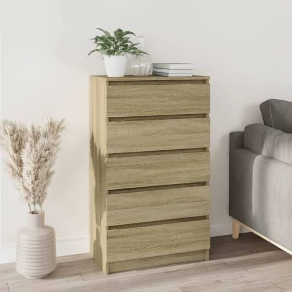 Drawer Cabinet Sonoma Oak 60x36x103 cm Engineered Wood vidaXL