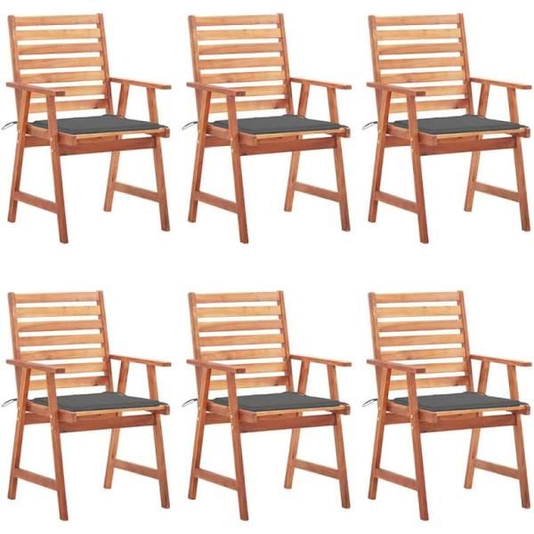 vidaXL Outdoor Dining Chairs 6 Pcs with Cushions Solid Acacia Wood