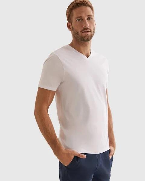 Country Road Pima Cotton V-Neck T-Shirt XS White AU380968