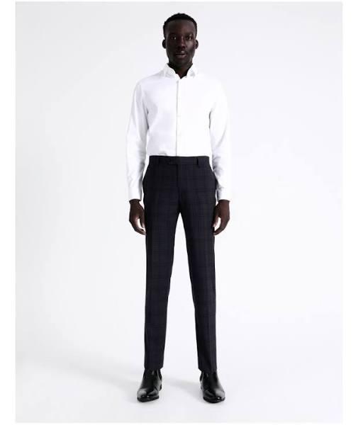 Blaq Slim Plain Linen Blend Suit Pant in Navy 102R