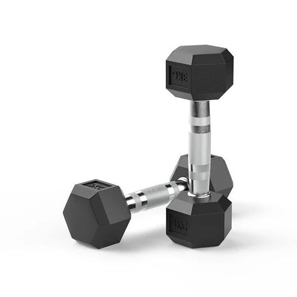 3kg Reeplex Rubber Hex Dumbbell Pair