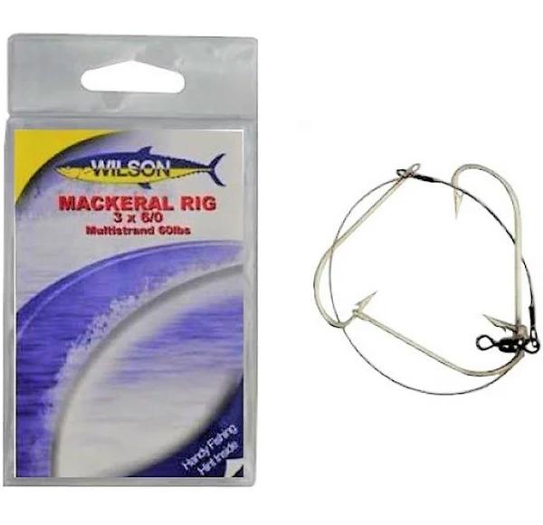 Wilson Mackerel Fishing Rig 3x6/0 Hook-Setup - 60lb Multi Strand Wire