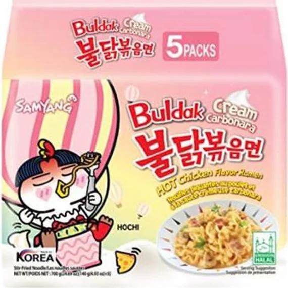 Buldak Cream Carbonara Hot Chicken Flavor Ramen (Pack of 5)