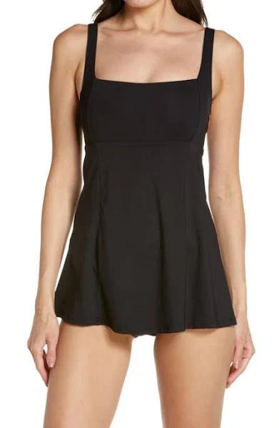 Sea Level Plains Square Neck Swim Dress - Black- Swimwear Galore