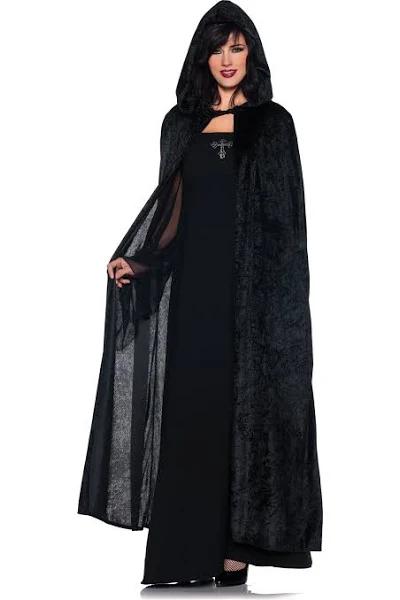 Velvet Hooded Cloak Black