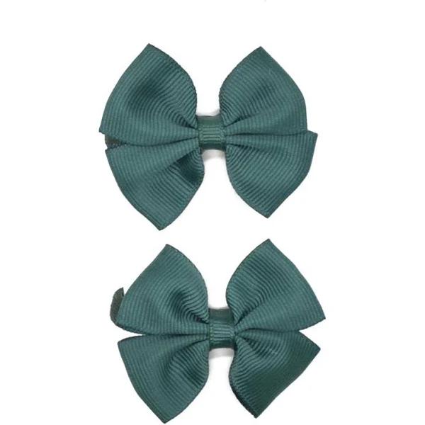 School Rules Bow Hair Ties 2 Pack - Green