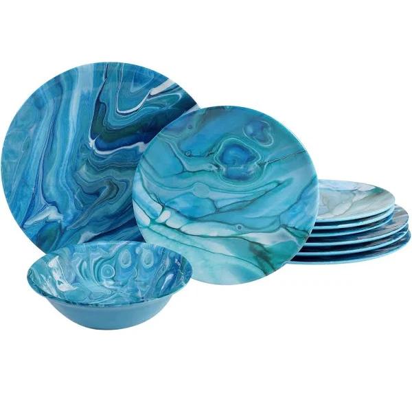 Certified International Fluidity 12 Piece Melamine Dinnerware Set, Service for 4, Multi colored