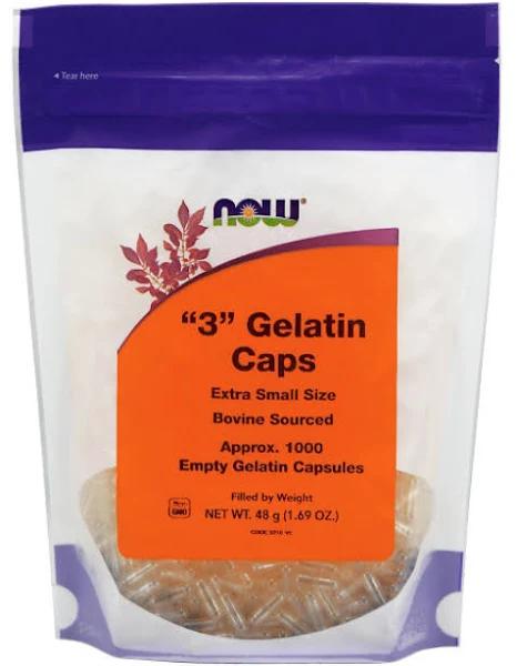 Now Foods Empty Capsules Gelatin #3 1000 Gel Caps