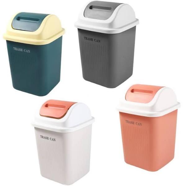 Multicolor Swing Top Rubbish Bin Plastic Waste Bin Trash Bin For Home Kitchen Office 24*24*37 cm