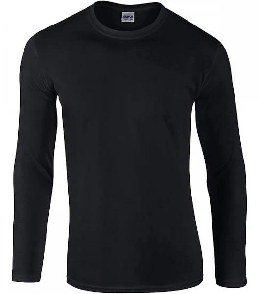 Gildan 64400 Men's Soft Style Long Sleeve T-Shirt Black - Size: x