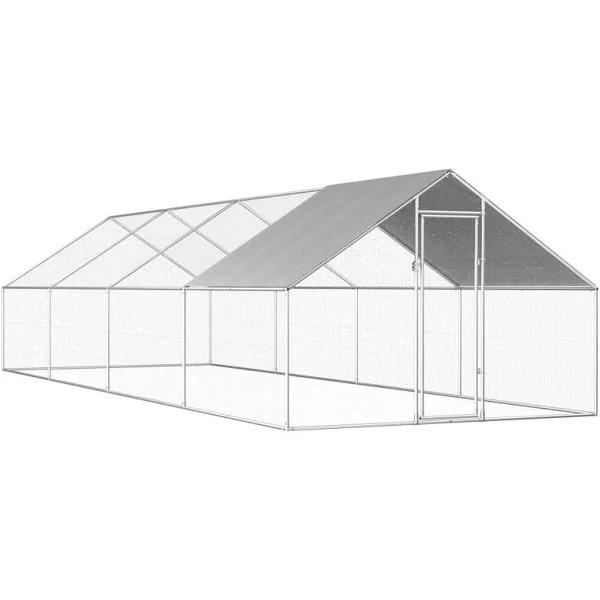 Outdoor Chicken Cage 2.75x8x1.92 M Galvanised Steel