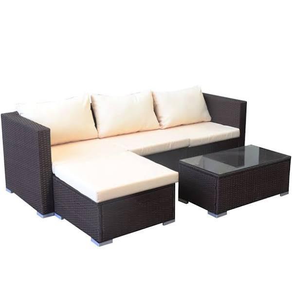 Sarantino 5pc Modular Outdoor Lounge Set PE Rattan - Brown