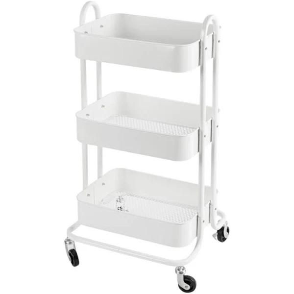 EKKIO Kitchen Trolley Cart 3 Tier (White)